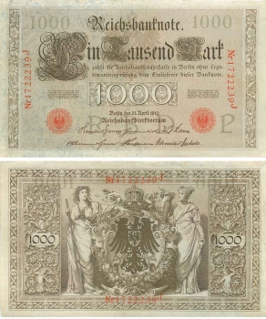 1000 Mark Reichsbanknote 21. April 1910 