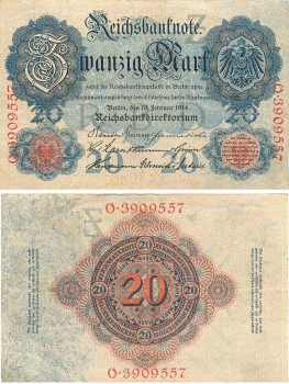 20 Mark Reichsbanknote 19. Februar 1914