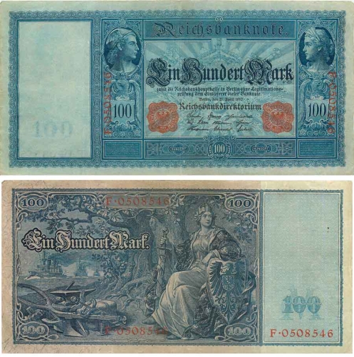 100 Mark Reichsbanknote 21. April 1910
