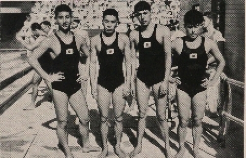 Olympische Spiele 1936 Erdteil-Staffel über 4mal 200m, japanische Staffel mit Miyazaki, Yusa, Toyoda, Yokojama Olympische Spiele 1936 Erdteil-Staffel über 4mal 200m, japanische Staffel mit Miyazaki, Yusa, Toyoda, Yokojama