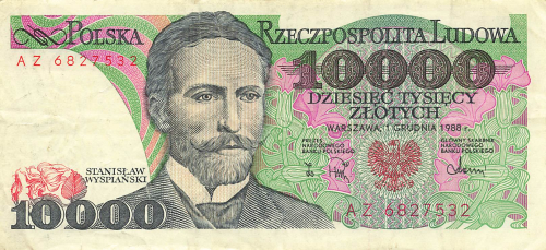 Poland 10000 Dziesiec Tysiecy Zlotych 1988 banknote Poland 10000 Dziesiec Tysiecy Zlotych 1988 banknote