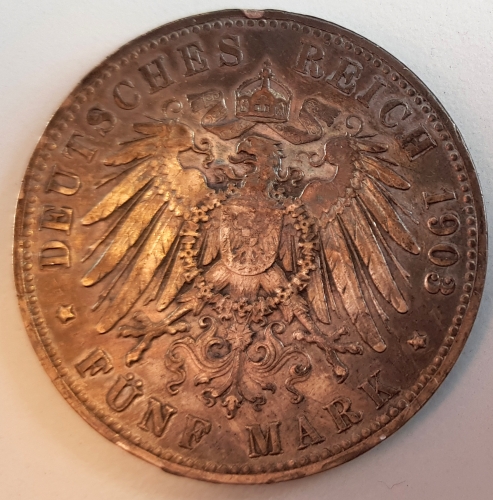Jäger 104 - 5 Mark PREUSSEN 1903 A Wilhelm II 1888-1918