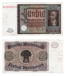 50 Rentenmark Rentenbankschein 6. 7 1934 Bankfrisch  Rosenberg 165 DEU 221