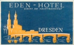 Dresden EDEN HOTEL Kofferaufkleber um 1930