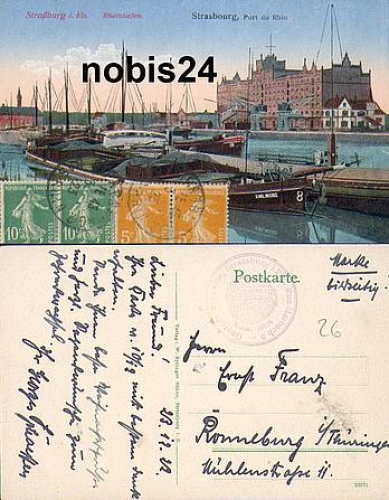 Strasbourg Rhine port with inland vessels Alsace o 23.12.1922 postcard collectors association Cosmopolitan No. 16536 Georg Schaeffer Strasbourg Rhine port with inland vessels Alsace o 23.12.1922 postcard collectors association Cosmopolitan No. 16536 Georg Schaeffer