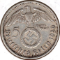 Preview: Jager 0367 - 5 Reichsmark 1936 E Hindenburg Swastika Silver Coin 
