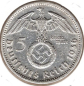 Preview: Jager 0367 - 5 Reichsmark 1936 F Hindenburg Swastika Silver Coin
