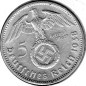 Preview: Jäger 0367 - 5 Reichsmark 1938 F Hindenburg Hakenkreuz Silbermünze