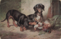 Preview: Dachshund with pheasant artist card C. Reichert * around 1910