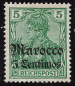 Preview: German Post in Morocco Michel 20 * unused with hinge remnant
