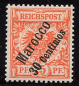 Preview: German Post in Morocco, Michel No. 5, unused with hinge remnant, Crown and Eagle design.