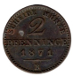 Preview: Prussia 2 Pfennig 1871 B Wilhelm I 