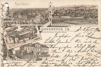  01465 Langebrueck Hotel zur Post Litho o 1900 ​​​​​​​