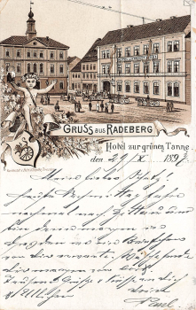 01454 Radeberg Hotel zur gruenen Tanne Litho o 1897