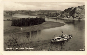 01612 Diesbar Landpoststempel Posthilfsstellenstempel o 5.8.1957 auf AK Elbebogen