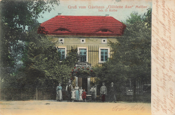 01662 Meissen Elbe Gasthaus "Guldene Aue" O. Kolbe o 1919
