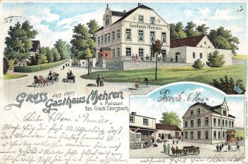 01665 Mehren Kaebschuetztal Gasthaus Litho Friedrich Ebersbach o 1900