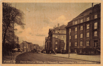 01705 Freital Obere Dresdner Strasse with tax office, trade school and city tax office o 1954