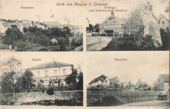 01728 Rippien Bannewitz multi-image card school Stiftsgut village square o 1917