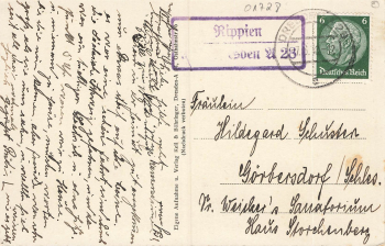 01728 Rippien Bannewitz Landpoststempel über Dresden A28 o 1938