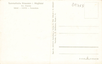01773 Bärenstein Müglitztal Parteischule der NDPD * 1955