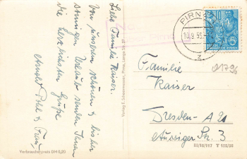 01796 Naundorf m. Bärenstein Landpoststempel Naundof über Pirna o 1955