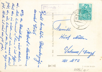 01796 Pirna Landpoststempel Pirna-Posta Kreis Pirna o 1960