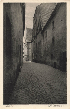 01796 Pirna Elbe Frohngasse * um 1930 Heimatschutzpostkarte
