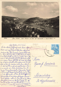 01829 Wehlen mit Rauenstein Landpoststempel Dorf Wehlen o 1955 ​​​​​​​Verlag Hahn-Foto8561