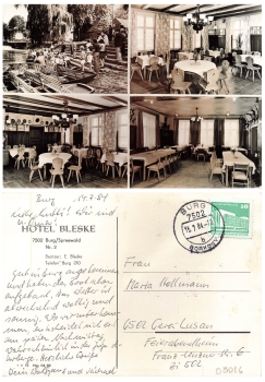 03096 Burg Borkowy zweisprachiger Stempel Hotel Bleske 15.7.1984