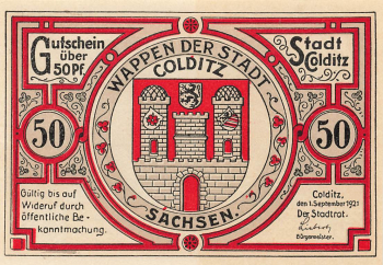 04680 Colditz Städtenotgeld 50 Pfg. * 1921