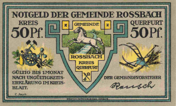 06242 Rossbach Braunsbedra Notgeldschein 50 Pfennig um 1921