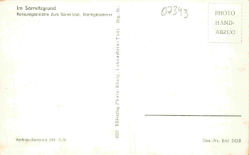 07343 Klettigshammer Wurzbach Thüringen Konsumgaststätte zum Sormitztal * um 1960