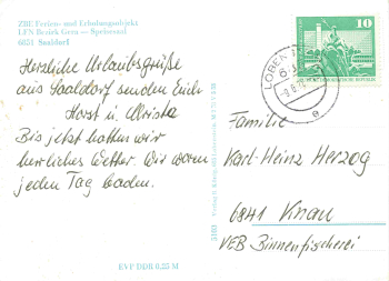 07356 Saaldorf Bad Lobenstein ZBE Ferienobjekt LFN Gera o 1978