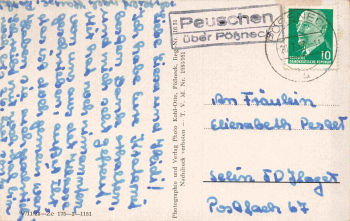 07389 Peuschen Thüringen Landpoststempel via Pößneck o 1963