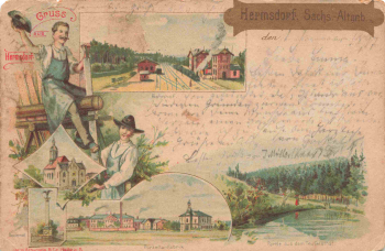 07629 Hermsdorf Sachsen-Altenburg Bahnhof Porzellanfabrik Litho o 1897