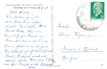 07907 Crispendorf Schleiz Kinderferienlager "Karl Marx" o 1964