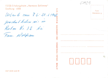 07920 Saalburg Thüringen FDGB Erholungsheim "Hermann Schlimme" gebraucht 1990