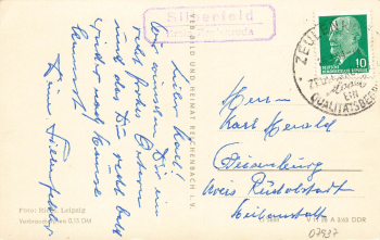 07937 Silberfeld über Zeulenroda Landpoststempel auf Osterkarte o 26.3.1964