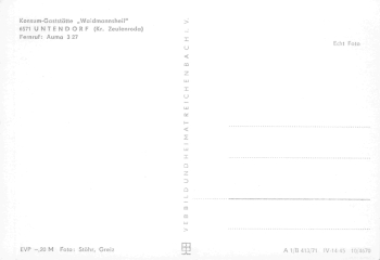 07955 Untendorf Auma Thüringen Konsum Gaststätte Waidmannsheil * 1971
