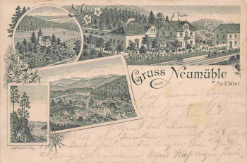 07973 Neumühle Elster Gruss aus Litho o 1896