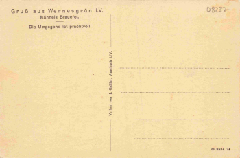 08237 Wernesgrün Vogtland Männels Brauerei * um 1920