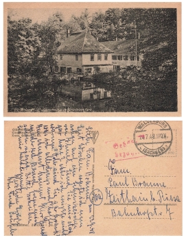08396 Waldenburg Glanzelmuhle with fee paid stamp o July 24, 1948