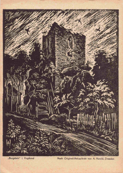 08538 Burgstein, Vogtland – Artist-signed postcard by A. Herold, c. 1930