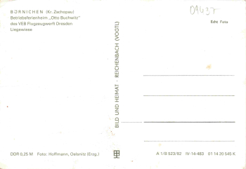 09437 Börnichen Erzgebirge Ferienheim "Otto Buchwitz" des VEB Flugzeugwerf Dresden * 1982