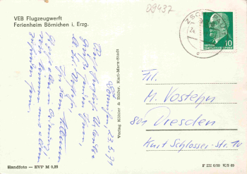 09437 Börnichen Erzgebirge Ferienheim des VEB Flugzeugwerf o 1971