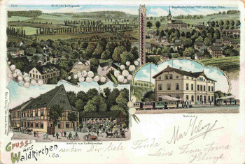 09437 Waldkirchen Sachsen Gasthof zum Eichhörnchen Bahnhof Litho o 1900