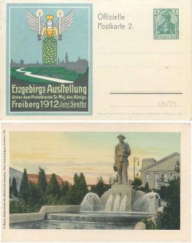 09599 Freiberg Erzgebirge exhibition card 2 private postal stationery 1912