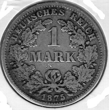 1 Mark 1875 F German Empire Silver Coin
