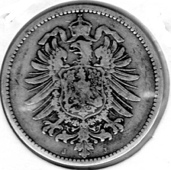 1 Mark 1875 J Imperial Silver Coin